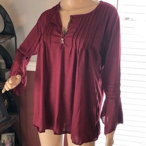 NEW - Burgundy Long-Sleeved Blouse - Size 3X